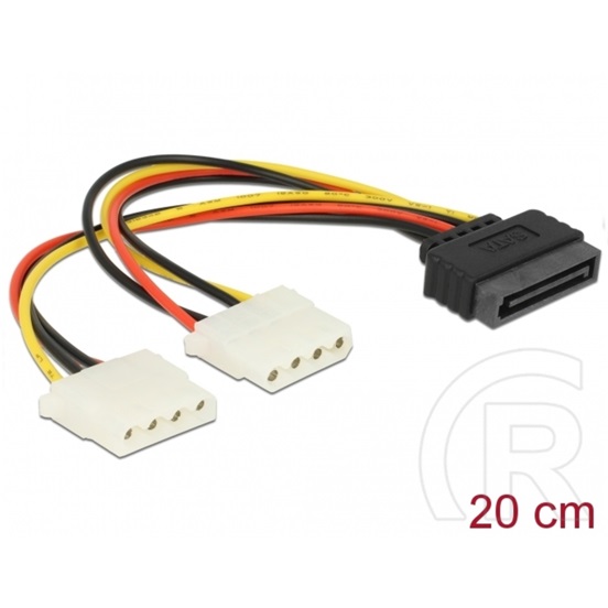 Delock SATA (M) - 2 x Molex (F) tápátalakító kábel (20 cm)