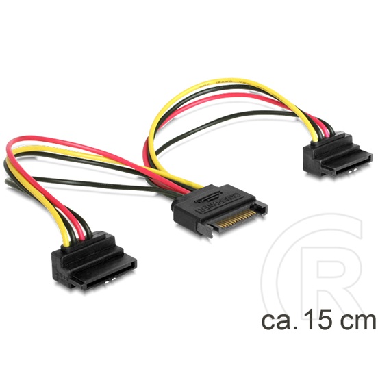 Delock SATA (M) - 2 x SATA (F) 90 fokos tápátalakító kábel (15 cm)