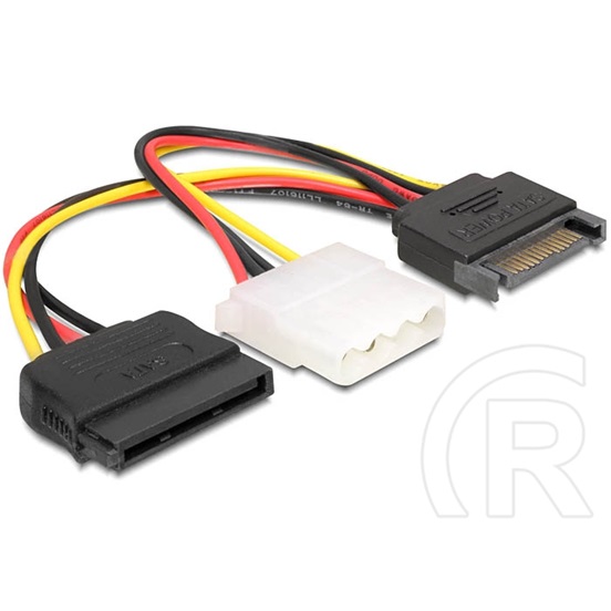 Delock SATA (M) - Molex (F) + SATA (F) tápátalakító kábel (16 cm)