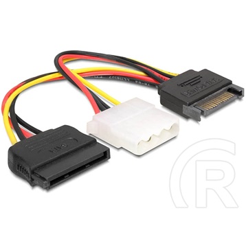 Delock SATA (M) - Molex (F) + SATA (F) tápátalakító kábel (16 cm)