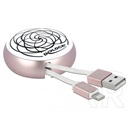 Delock USB-A 2.0 -> Lightning M/M adatkábel 0.46m fehér-rózsaszín visszahúzható
