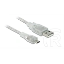 Delock USB-A 2.0 - micro USB-B 2.0 adatkábel (3 m, átlátszó)