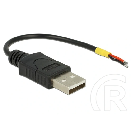 Delock USB-A 2.0 tápkábel (1 x USB-A 2.0 dugó - 2 nyitott vezeték, VCC, GND, 10 cm, fekete)