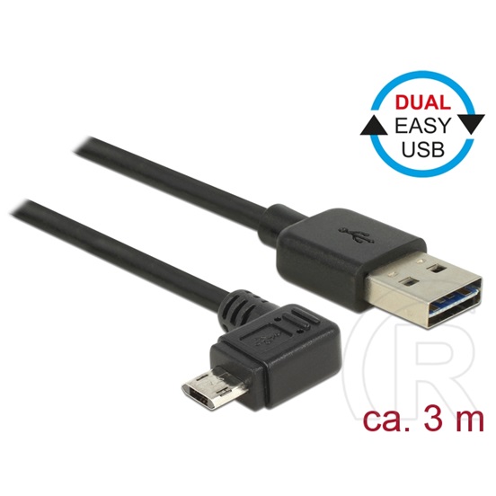 Delock Easy USB 2.0 kábel (A dugó / micro-B dugó, 90°, 3 m)