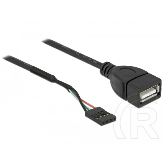 Delock USB-A pinheader 4 pin -> USB-A 2.0 F/F adatkábel (0,6 m, fekete)