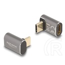 Delock USB-C adapter (C dugó / C hüvely, 40 Gbps, PD 100W, 90 fokos, 8K 60Hz, fém, antracit)