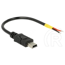 Delock USB 2.0 Mini-B tápkábel (1x Mini-B dugó, 2x nyitott vezeték VCC/GND, 10 cm, fekete)