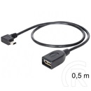 Delock USB 2.0 OTG mini (M) - A (F) forgatott kábel 50 cm