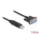 Delock USB 2.0 > RS-232 átalakító (USB A dugó / DB9 hüvely, 1,8 m, fekete)