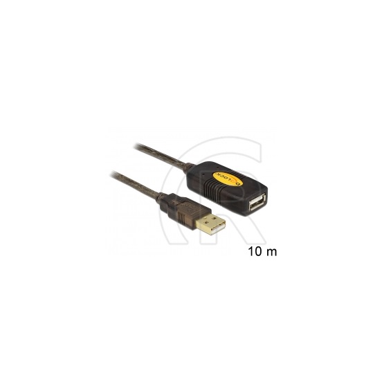 Delock USB 2.0 aktív hosszabbító kábel (A-A, 10 m, fekete)