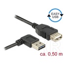 Delock USB 2.0 hosszabbító kábel (A dugó / A aljzat, 0,5 m, 90°)