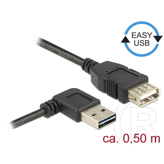 Delock USB 2.0 hosszabbító kábel (A-A, 0,5 m, 90°)