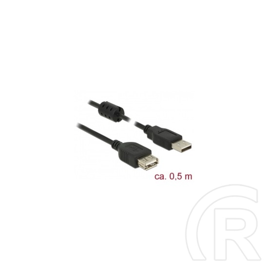 Delock USB 2.0 hosszabbító kábel (A dugó / A aljzat, 0,5 m, fekete)