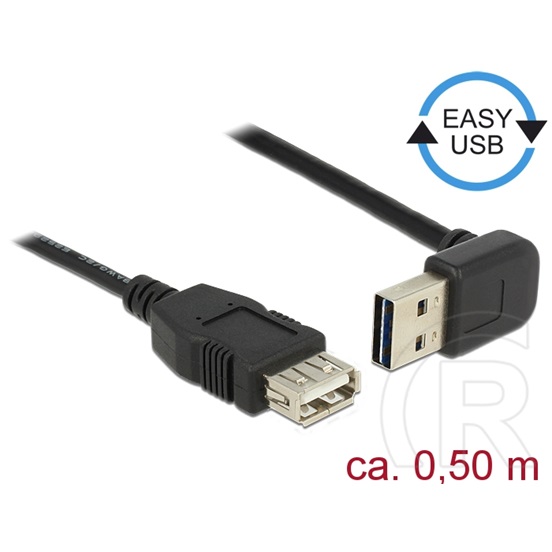 Delock USB 2.0 hosszabbító kábel (A-A, 0,5 m, ívelt)