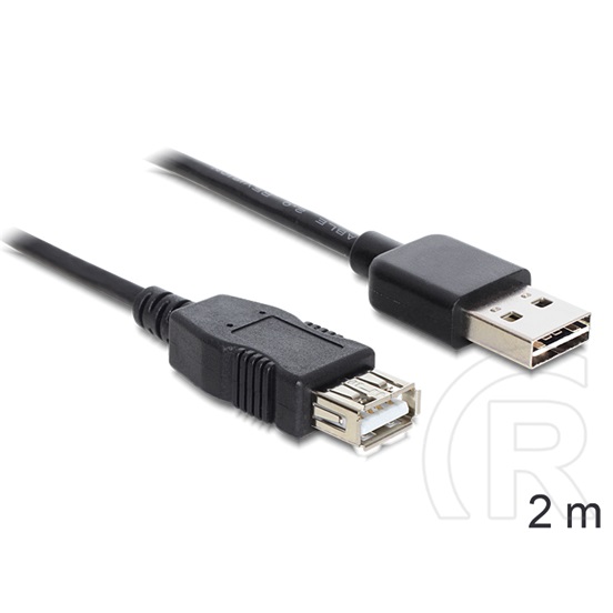 Delock USB 2.0 hosszabbító kábel (A-A, 2 m, Easy-USB, fekete)