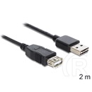 Delock USB 2.0 hosszabbító kábel (A-A, 2 m, Easy-USB, fekete)