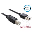 Delock USB 2.0 kábel (A-B, 0,5 m, Easy-USB, fekete)