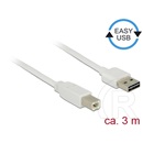 Delock USB 2.0 kábel (A-B, 3 m, fehér)