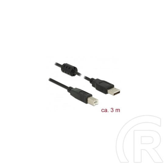 Delock USB 2.0 kábel (A dugó / B dugó, 3 m, fekete)