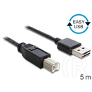 Delock USB 2.0 kábel (A-B, 5 m, Easy-USB, fekete)