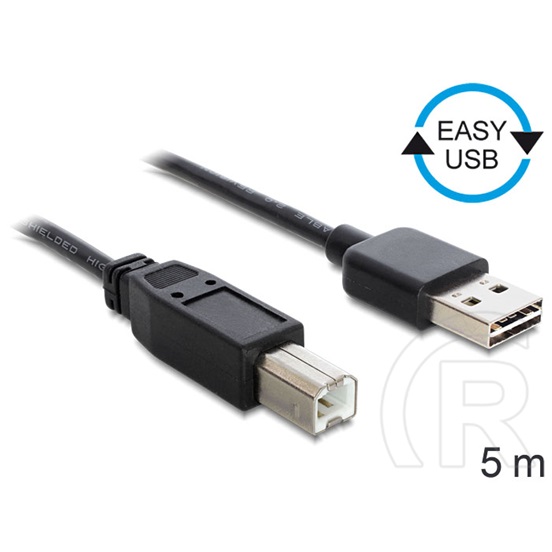 Delock USB 2.0 kábel (A-B, 5 m, Easy-USB, fekete)