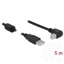 Delock USB 2.0 kábel (A dugó / B dugó, 90°, 5 m, fekete)
