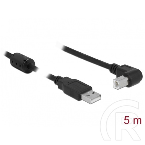 Delock USB 2.0 kábel (A dugó / B dugó, 90°, 5 m, fekete)