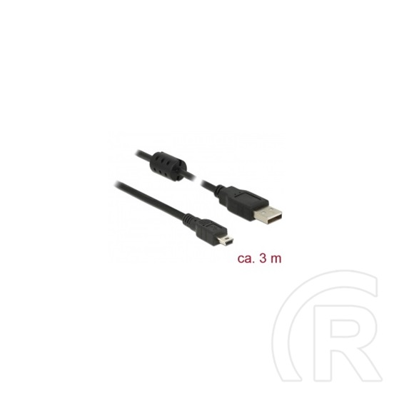 Delock USB 2.0 kábel (A dugó / 5 pin mini-B dugó, 3 m, fekete)