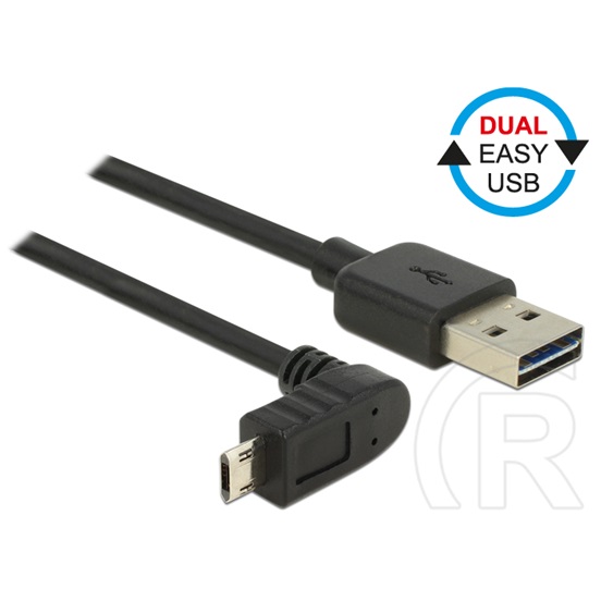 Delock USB 2.0 kábel (A dugó / micro-B 90°, 0,5 m, EasyUSB, fekete)