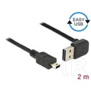 Delock USB 2.0 kábel (A dugó / mini-B dugó, 2 m, 90°, fekete)