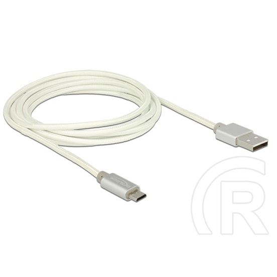 Delock USB 2.0 kábel (A dugó / micro-B dugó, 1 m, fonott, fehér)