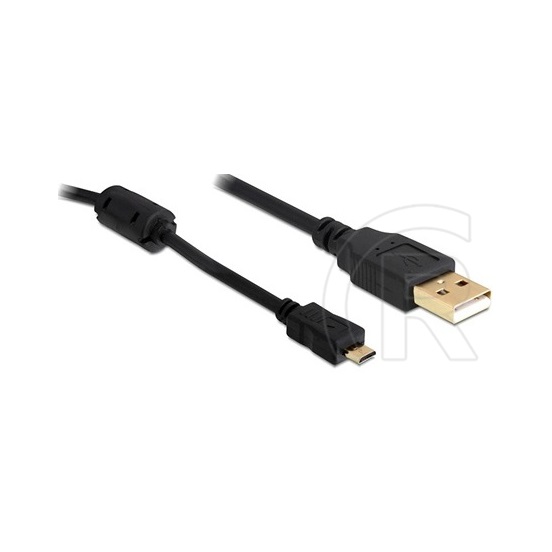 Delock USB 2.0 kábel (A dugó / micro-B dugó, 1 m, fekete)