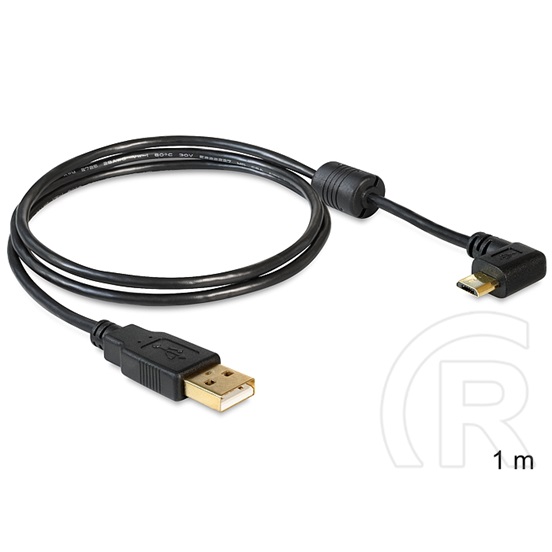 Delock USB 2.0 kábel (A dugó / micro-B dugó 90°, 1 m, fekete)