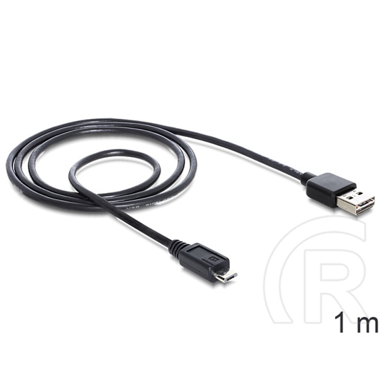 Delock USB 2.0 kábel (A dugó / micro-B dugó, 1 m, Easy-USB, fekete)