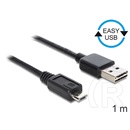 Delock USB 2.0 kábel (A dugó / micro-B dugó, 1 m, Easy-USB, fekete)