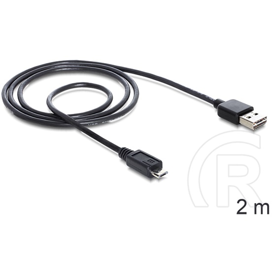 Delock USB 2.0 kábel (A dugó / micro-B dugó, 2 m, Easy-USB, fekete)