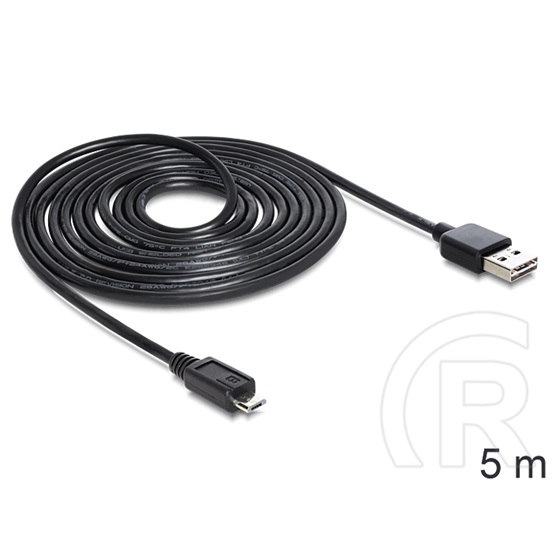 Delock USB 2.0 kábel (A dugó / mikro-B dugó, 5 m, Easy-USB, fekete)
