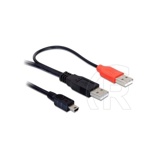 Delock USB 2.0 kábel (2 x A dugó / mini-B dugó, 1 m, fekete)