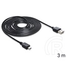 Delock USB 2.0 kábel (A dugó / 5 pin mini-B dugó, 3 m, Easy-USB, fekete)