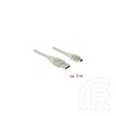 Delock USB 2.0 kábel (A dugó / mini-B dugó, 5 m, áttetsző)
