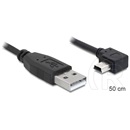 Delock USB 2.0 kábel (A dugó / 5 pin mini-B dugó, 90°, 50 cm, fekete)