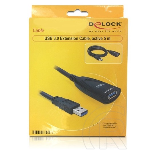 Delock USB 3.0 aktív hosszabbító kábel (A-A, 5 m, fekete)