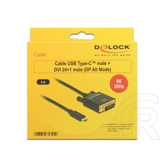 Delock USB Type-C - DVI 24+1 kábel 3 m