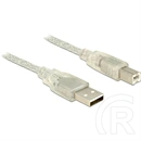 Delock USB adatkábel (USB-A 2.0 - USB-B 2.0, 3 m, átlátszó)