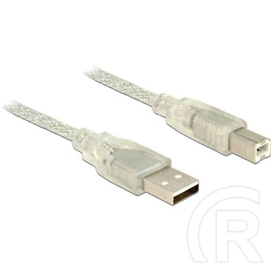 Delock USB adatkábel (USB-A 2.0 - USB-B 2.0, 3 m, átlátszó)