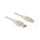 Delock USB adatkábel (USB-A 2.0 - USB-B 2.0, M/M, 1 m, átlátszó)