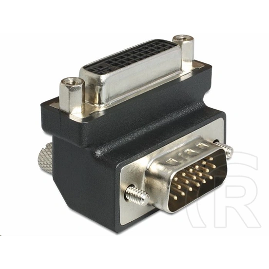 Delock VGA - DVI-I adapter (M/F, 90°, fekete)