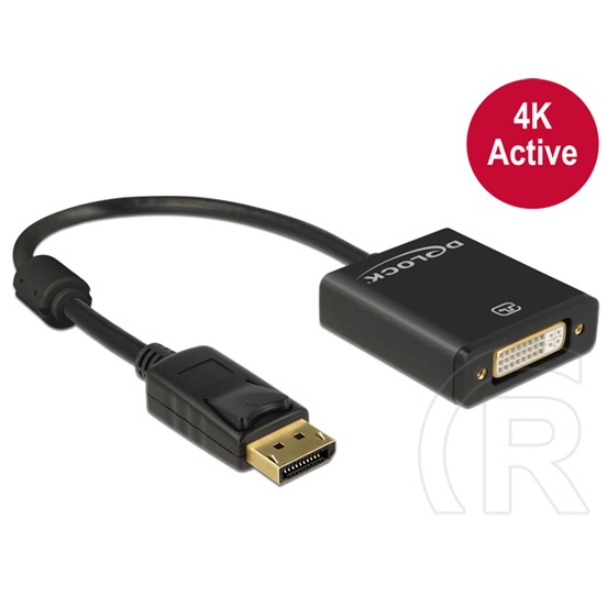 Delock adapter DisplayPort 1.2 (M) - DVI (F) (4K, aktív, fekete)