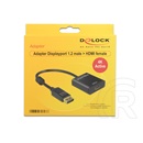 Delock adapter DisplayPort 1.2 (M) > HDMI (F) (4K, aktív, fekete)