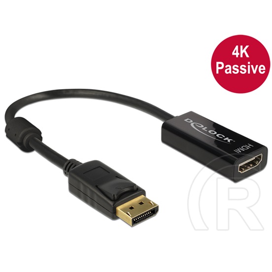 Delock adapter DisplayPort 1.2 (M) - HDMI (F) (4K, passzív, fekete)